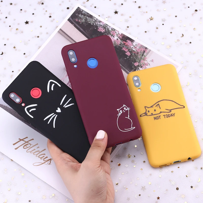 

For Huawei Honor Mate 10 20 Nova P20 P30 P40 P Smart Cat kittens Memes Kitty Cute Candy Silicone Phone Case Cover Capa Fundas