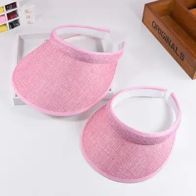 Pink Летняя Повседневная Солнцезащитная шляпа для родителей и детей, Пляжная Пустая Шляпа, Женская Регулируемая шапка - Цвет: Pink