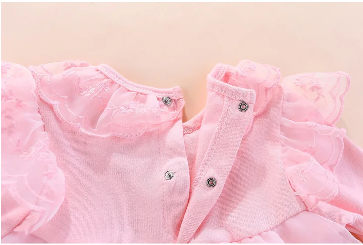 Одежда для новорожденных девочек розовый кружевной комбинезон принцессы с