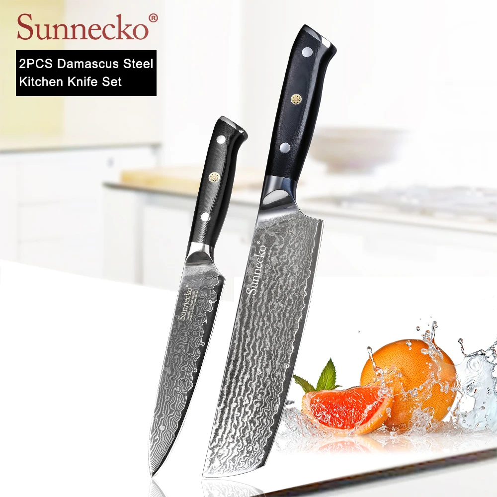 Набор кухонных ножей SUNNECKO VG10 нож мясника из дамасской стали 73 слоя лезвие