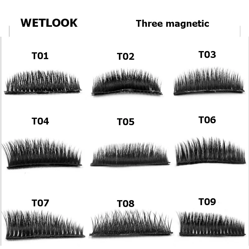 

New 3D Three Magnetic False fake Eyelashes reusable Fashion magnet lashes eye lashes Extension Ultra-Thinner Make up Tools C190