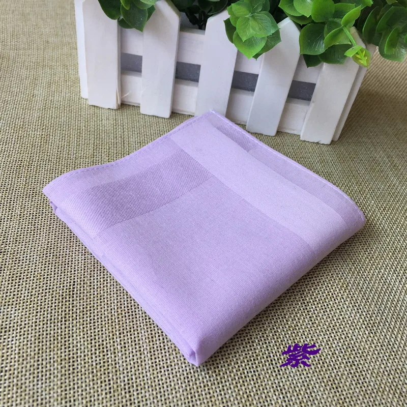 Purple Классический сплошной цвет ассорти хлопок платок экологически чистые салфетки для утилизации бизнес подарок квадратные носовые платки - Цвет: Purple