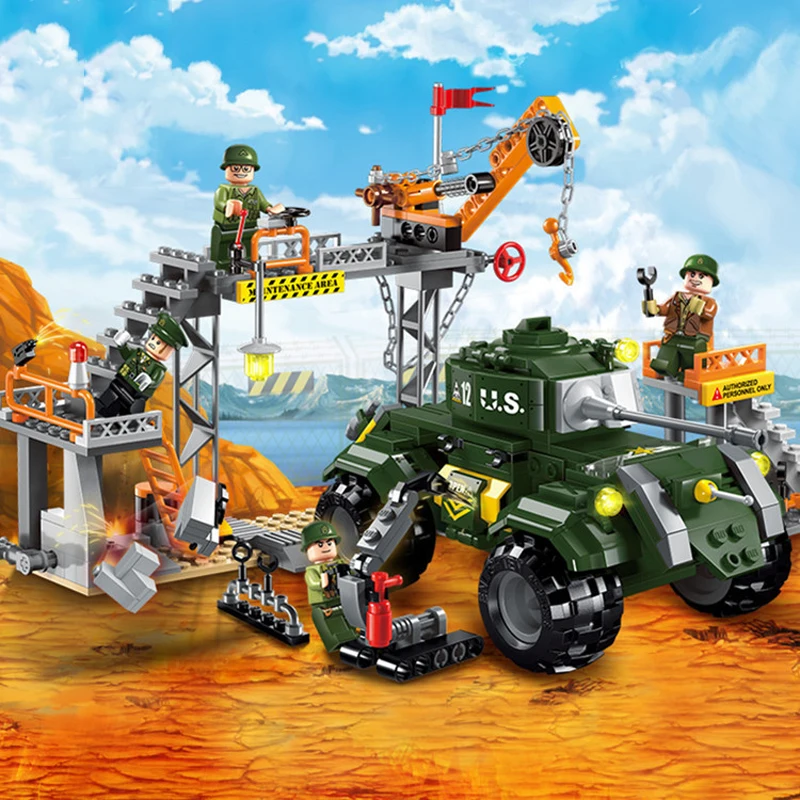 Детские строительные блоки игрушка совместимая с Legoingly city Boy Военная серия