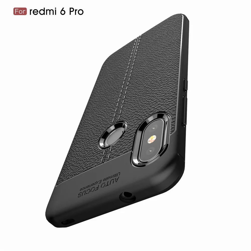 Для Xiaomi Redmi 6 6A противоударный чехол Мягкая матовая кожа Личи Текстура деловой для