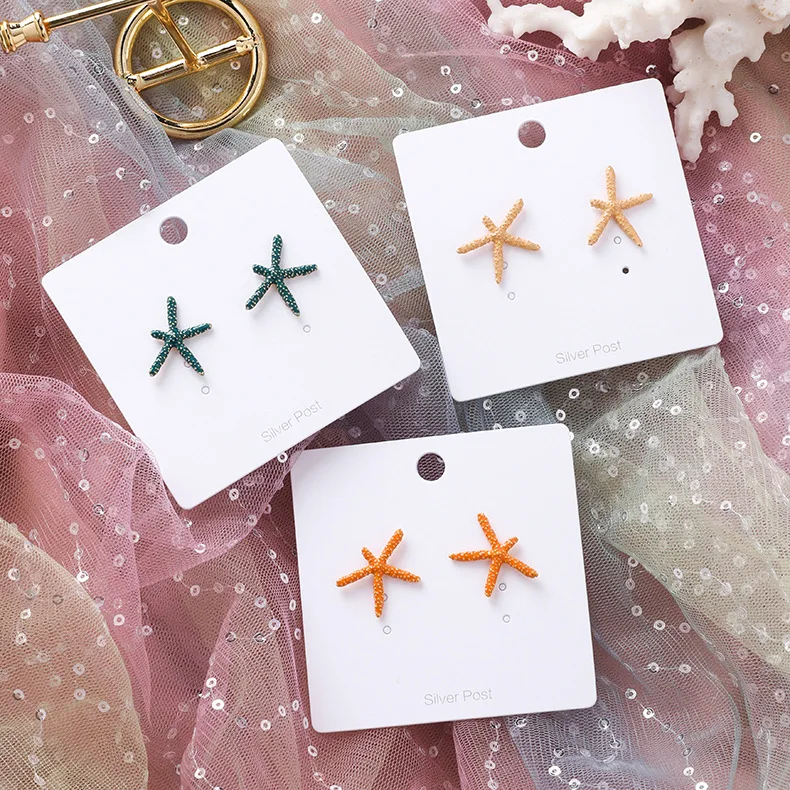 Starfish Stud Earrings Beautiful Sea Stars Earring Bohemian For Women Metal Imitation Marine Life Jewelry | Украшения и