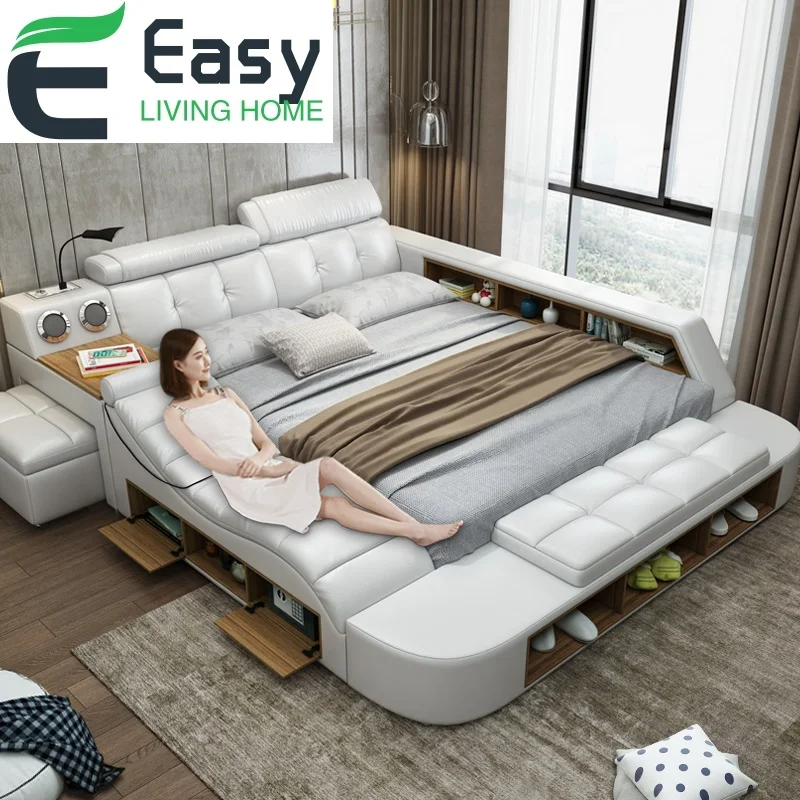 Домашняя мебель Easyliving умная кровать из натуральной кожи многофункциональная