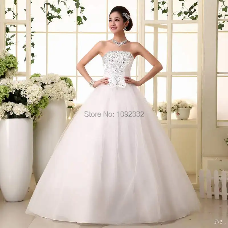 

z 2016 plus size new stock women Bridal gown wedding dress bandage rhinestones bow sleeveless lace up floor-length A79