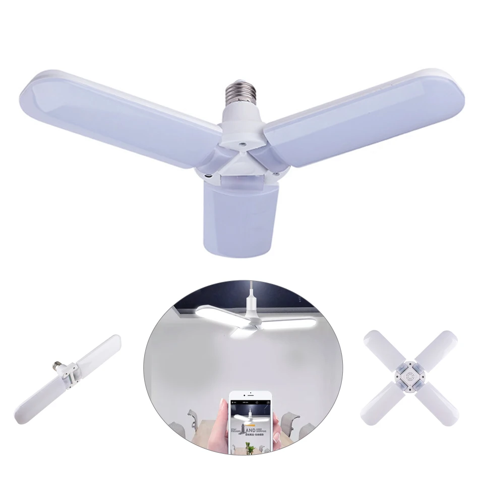 Новый светодиодный лампы Супер яркий Складная лопасть вентилятора подвесные