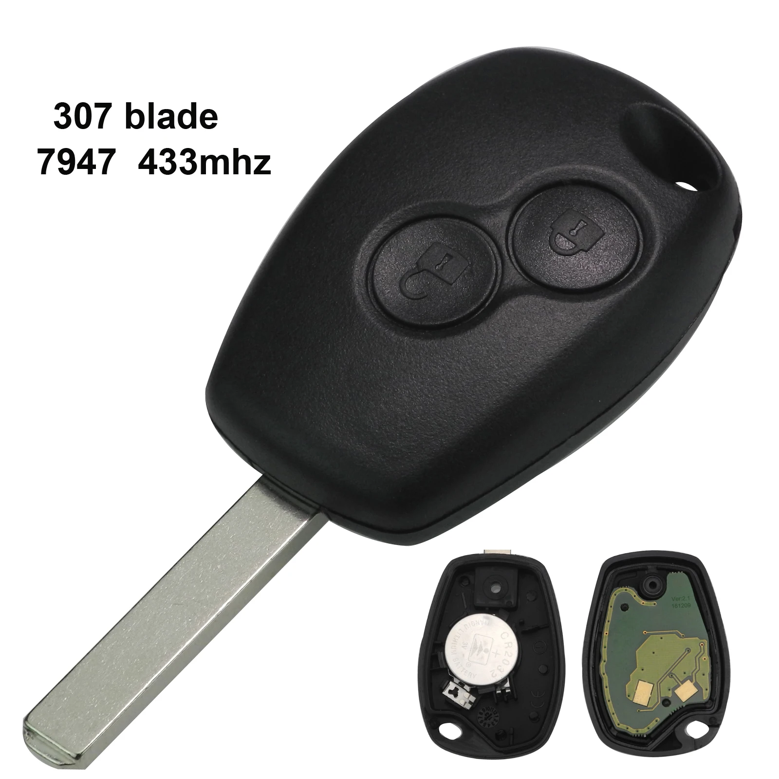 2 Button Jingyuqin 2/3 кнопки 433 МГц PCF7947 чип дистанционного ключа автомобиля оболочки для Renault/Kangoo II/Clio III Duster модус Twingo DACIA Logan - Цвет: 2 Button