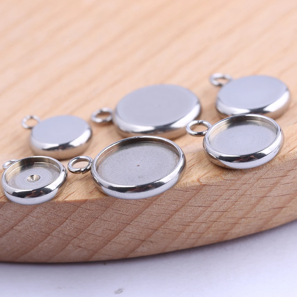 

reidgaller 10pcs 8mm 10mm 12mm round jewelry cameo cabochon base settings diy blank bezel trays for pendant bracelets making