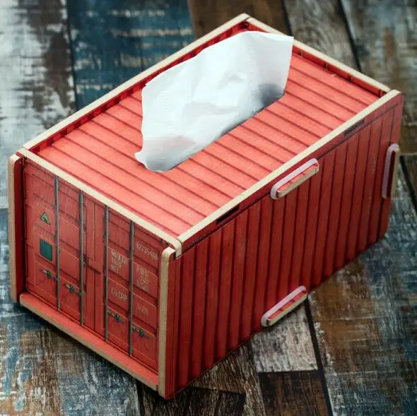 

Creative Wooden Container Plug-in Paper Towel Box Receiving Box