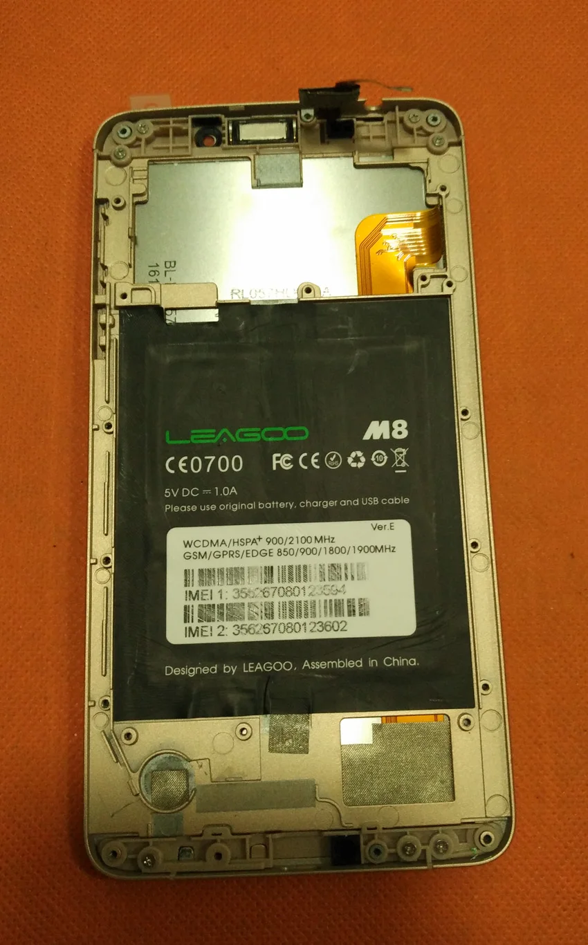 Б/у Оригинальный ЖК дисплей сенсорный экран рамка для Leagoo M8 MT6580A четырехъядерный
