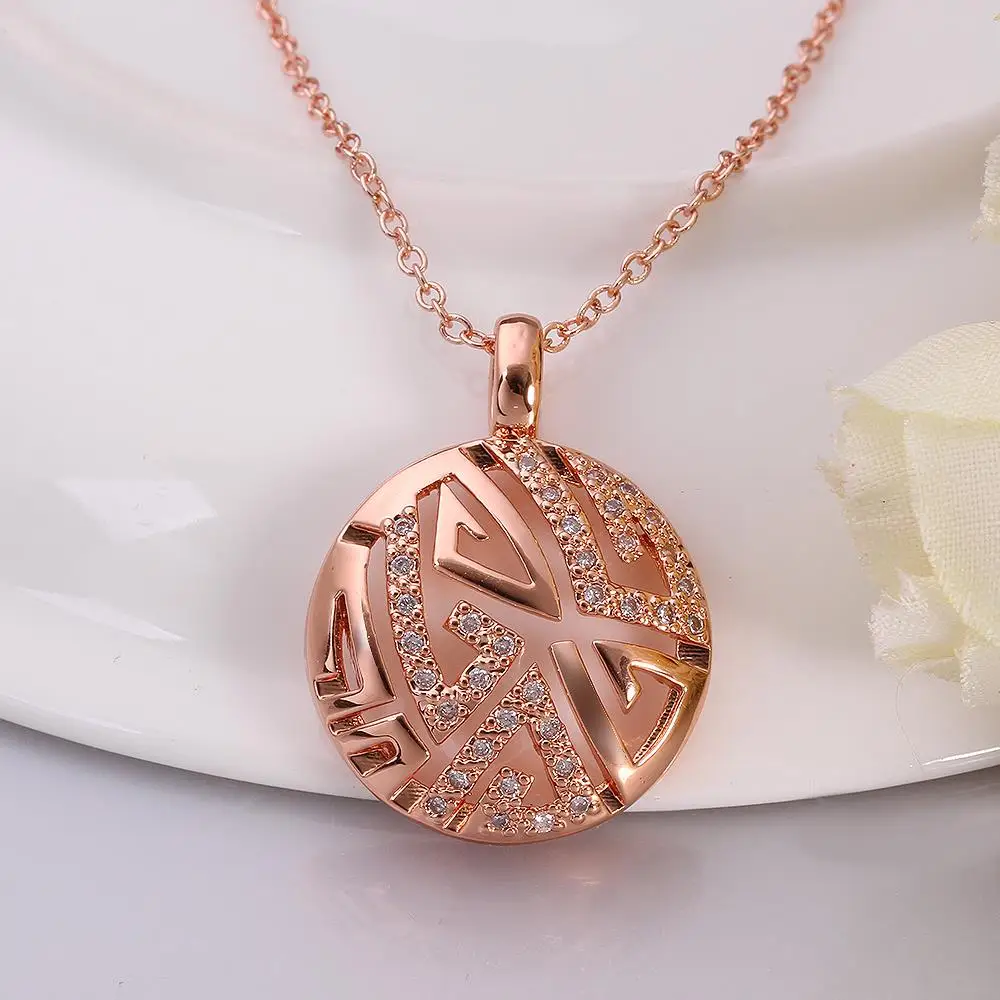 Kemstone AAA Zircon Round Pendant Fashion Jewelry Rose Gold Color Necklace Gift for Women | Украшения и аксессуары