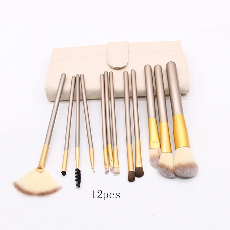 12pcs Набор кистей для макияжа 12/18 24 шт. мягкие синтетические Professional Cosmetic Make up Foundation Румяна фен Eye beauty кисти с сумкой - Handle Color: 12pcs