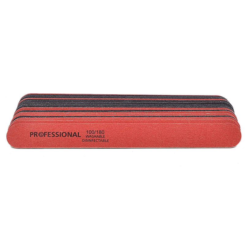 Professional 100pcs/lot Wooden Red Black Nail File 100/180 Polishing Block Sanding Files For Salon Pedicure Manicure Set | Красота и