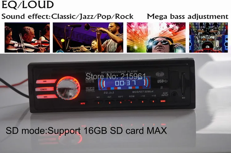 Новинка 2015 автомагнитола 12 В FM радио mp3 плеер 5 зарядное устройство USB/SD/AUX