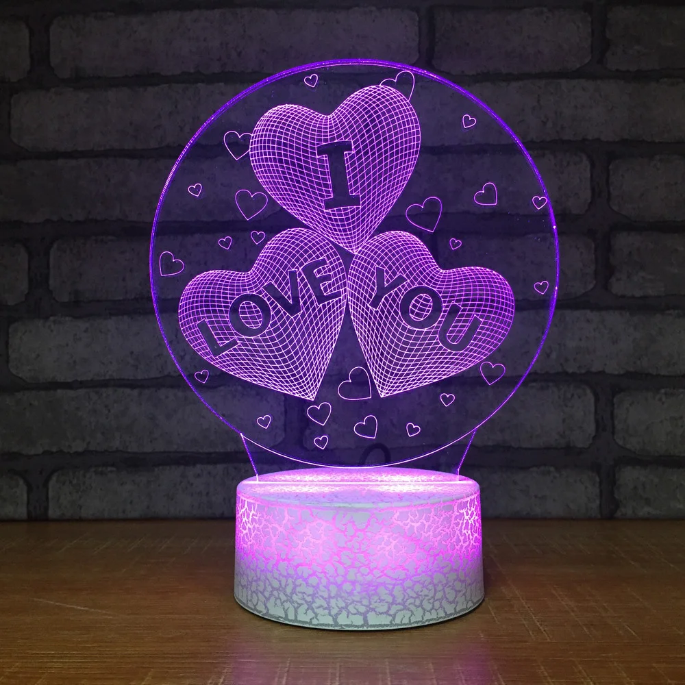 

Bedroom Home Decor 3D LED Colorful USB I LOVE YOU Heart-Shaped Gradient Desk Table Lamp Creative NightLight Valentine'S Day Gift