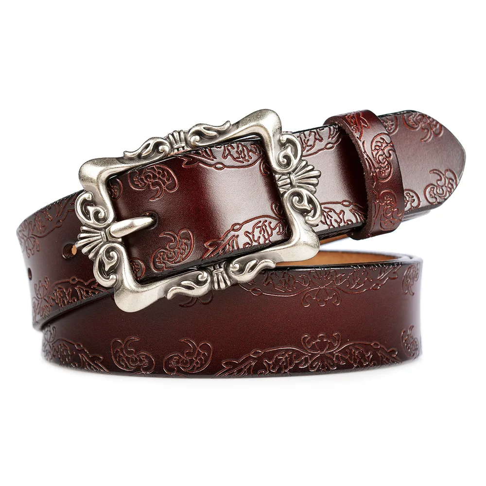 Высокое качество натуральная кожа роскошные ремни для женщин цветок