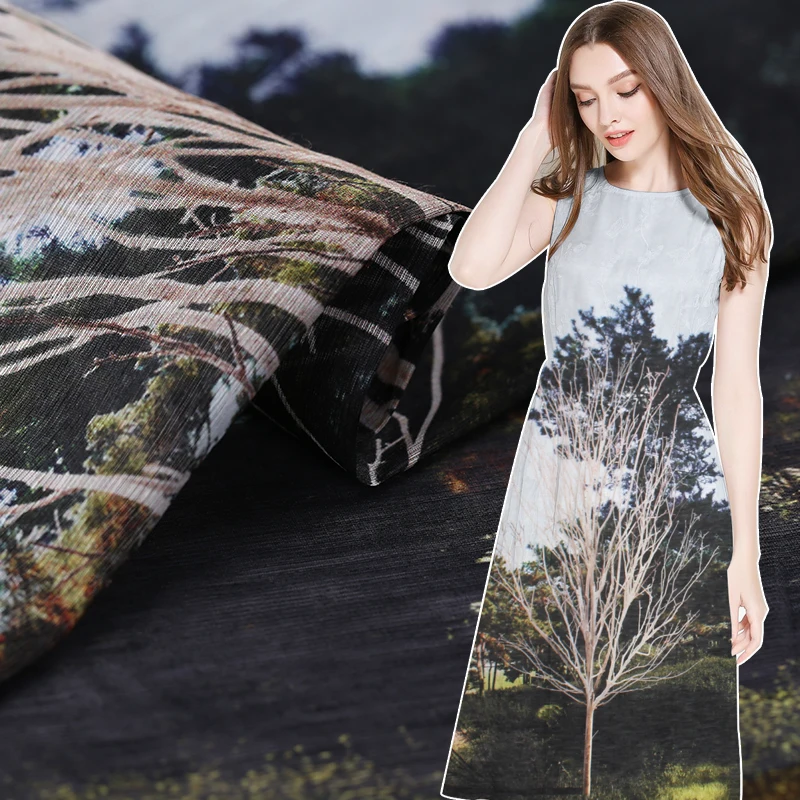 

Digital printing silk linen fabric cheongsam silk fabric for dress breathable natural linen fabric wholesale silk cloth