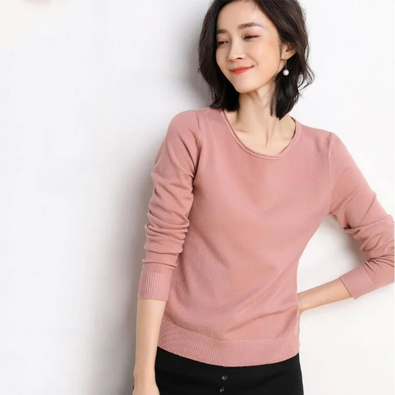 

Женский трикотажный пуловер, Однотонный свитер с длинным рукавом и высоким воротником, модель cc129 в Корейском стиле на весну, 2019