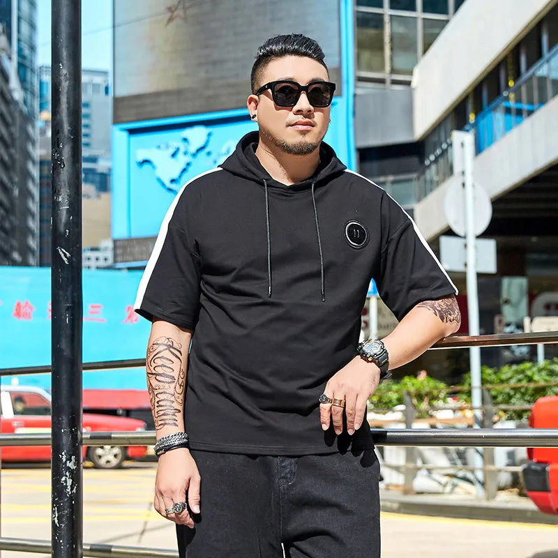 Мужская футболка с капюшоном GXXH большой размер 3XL 4XL 5XL 6XL 7XL 80 140 кг|Мужские