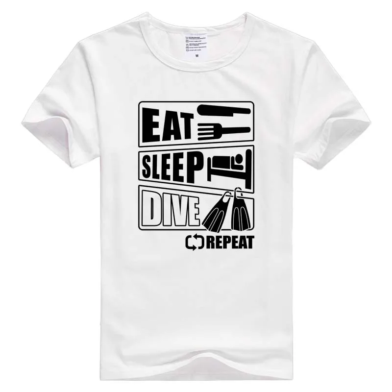 Eat Sleep Dive Repeat повседневная мужская и женская футболка с коротким рукавом удобная