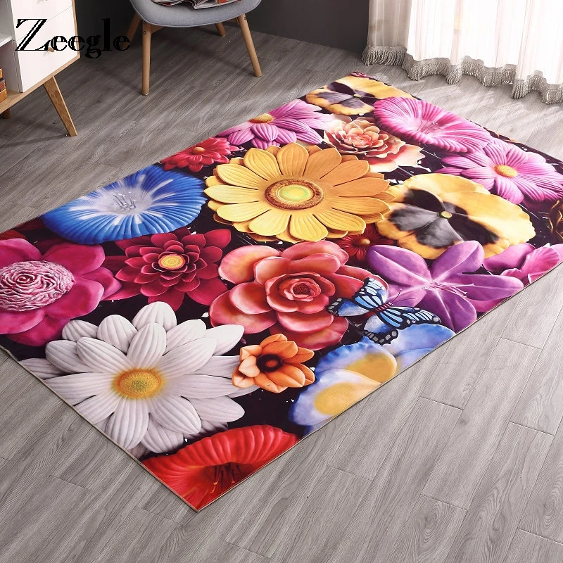 

Zeegle Living Room Carpets Door Mat Flannel Fleece Floor Carpet Anti Slip Kitchen Carpets Absorbent Bathroom Rugs