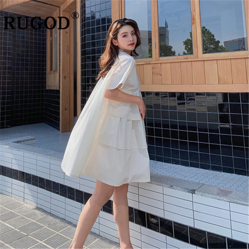Женское платье с отложным воротником RUGOD Harajuku Элегантное однобортное свободное