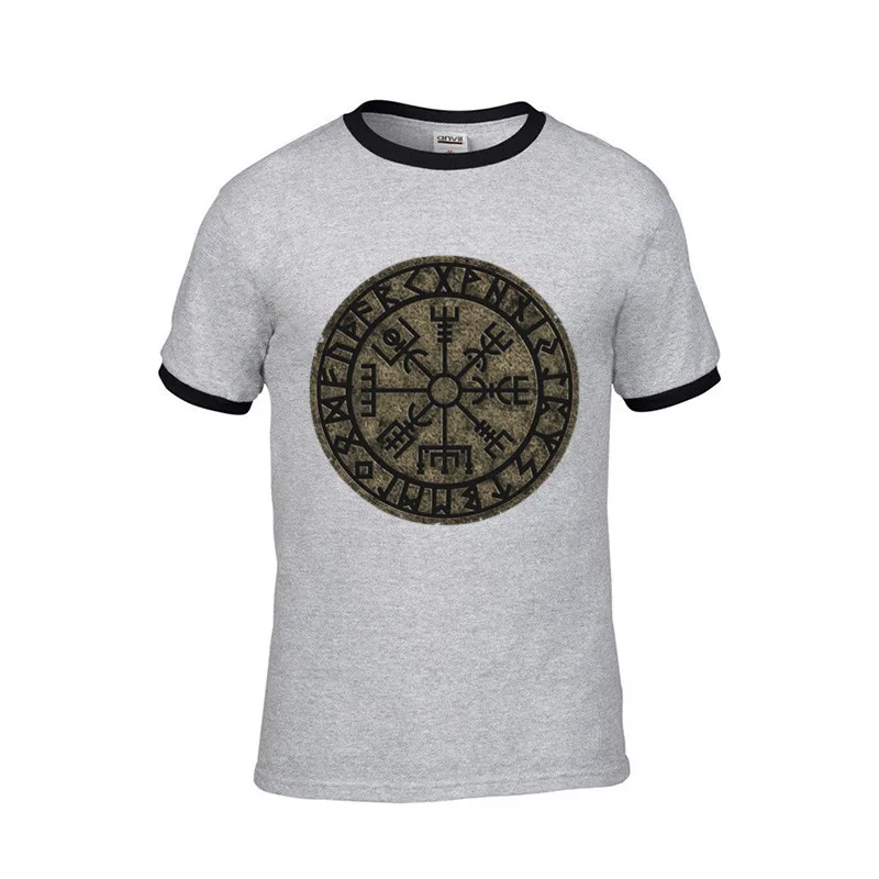 2018 винтажные VEGVISIR futark Runes исландские Волшебные защитные Odin Vikings Мужские футболки