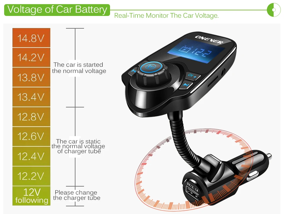 Onever Bluetooth FM передатчик Авто MP3 аудио плеер беспроводной fm-модулятор свободный Ручной ЖК Дисплей автомобильный комплект с USB Зарядное устройство