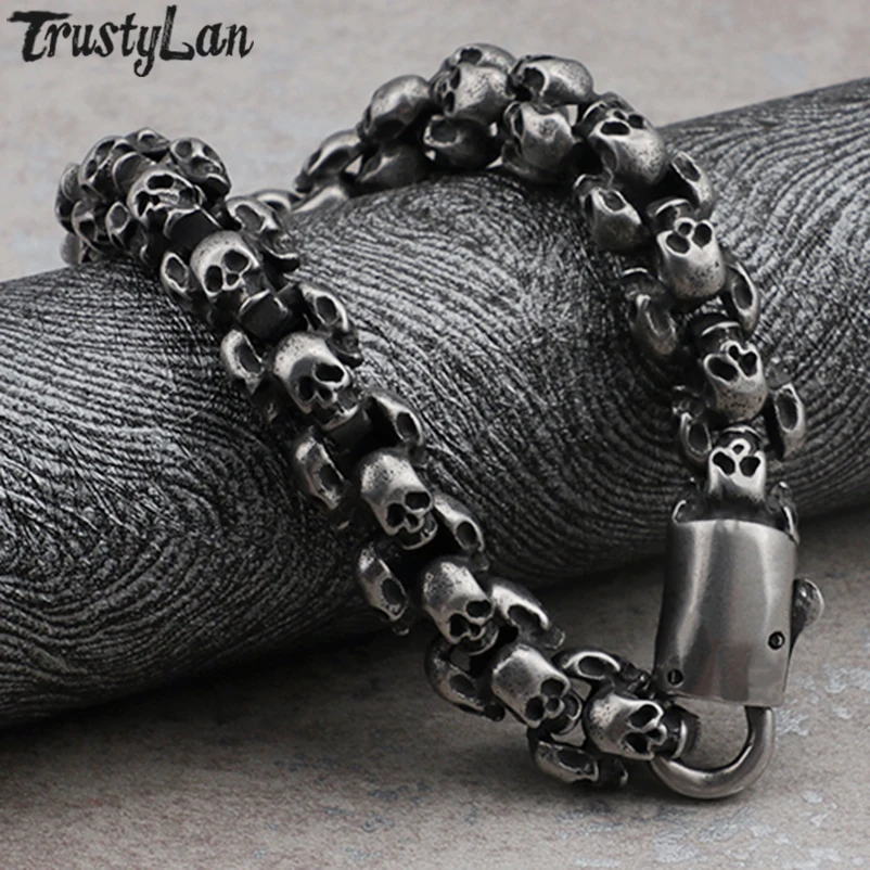 TrustyLan хип-хоп качалка ювелирные изделия череп мужской браслет лучшие друзья