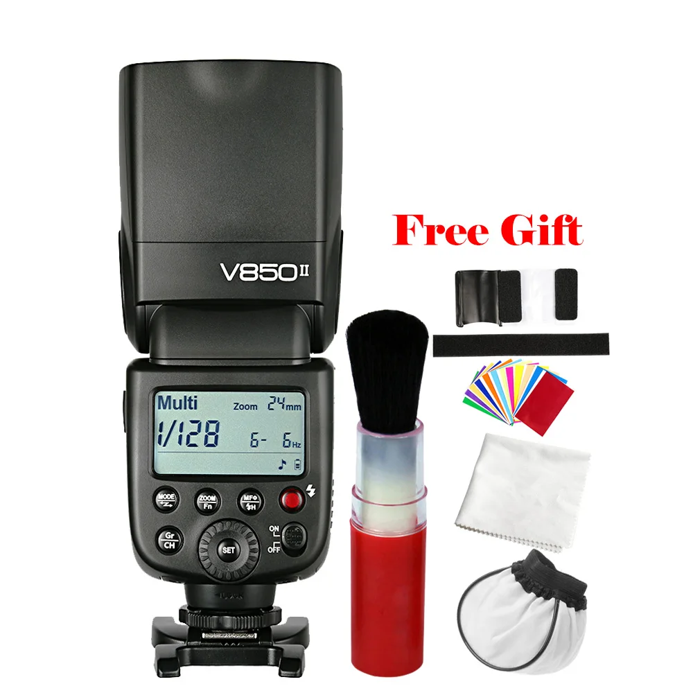 Godox фотокамер Speedlite HSS 2,4 г Беспроводной V850II GN60 1/8000 s Камера вспышка фотовспышка вспышка для фотосъемки для цифровой зеркальной камеры Nikon Canon sony Fujifilm Olympus Lumix