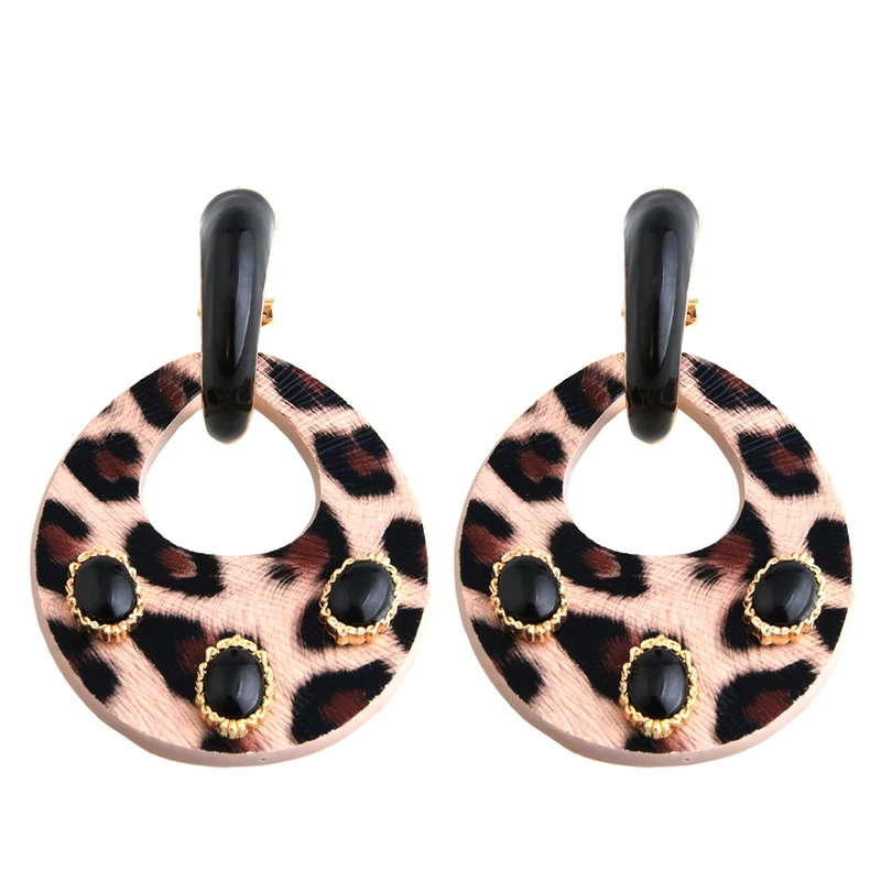 Женские кожаные серьги NeeFu WoFu длинные с тигром леопардовым принтом для