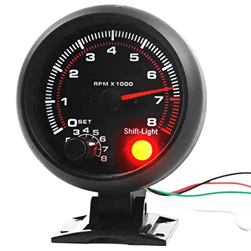 Universal 3.75 inch 12V White LED Backlit Tachometer Gauge with Red Shift Light for Auto Gasoline Car 0-8000 RPM | Автомобили и