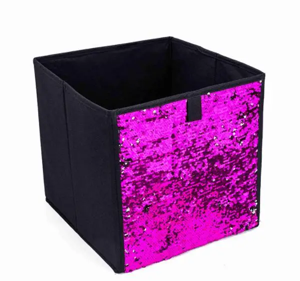 Pink Блестки нетканый квадратный складной ящик для хранения игрушки органайзер ящик для хранения одежды для носков сумка для стирки белья корзина декоративная - Цвет: Pink