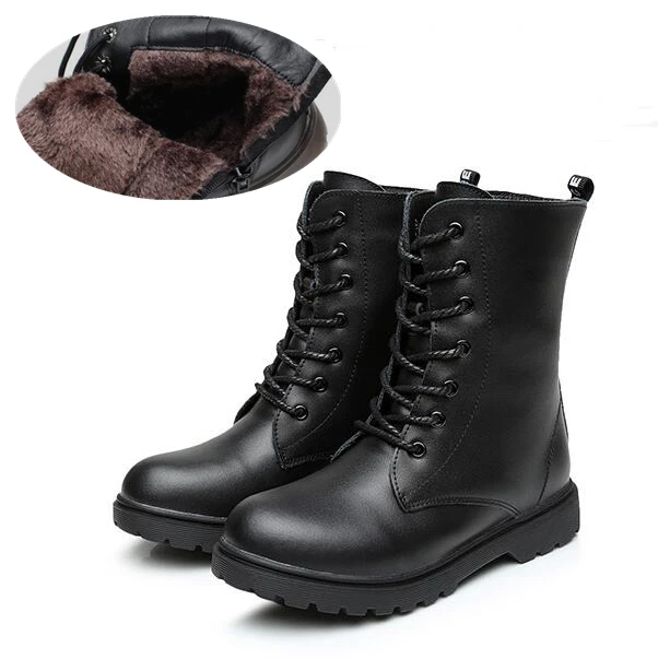 High Black plush Новинка года; осенние детские кожаные ботильоны; ботинки в байкерском стиле из натуральной кожи; обувь для мальчиков и девочек; зимние детские ботинки; 04 - Цвет: High Black plush