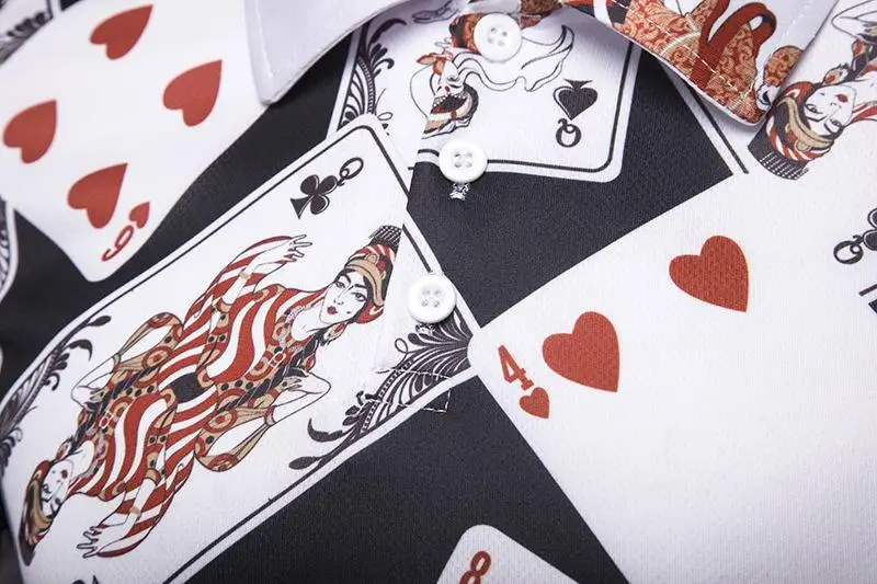 Men Polo Shirt Hawaiian Hip hop Summer Tops Playing card print Short sleeves Men's Clothing |