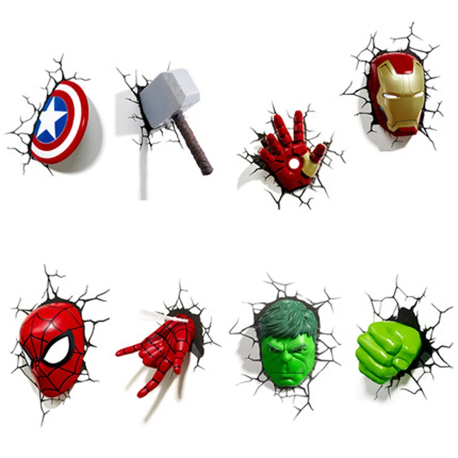 3D свет Мстители Marvel Hammer деко настенный стикер светодиодный ночник для детей