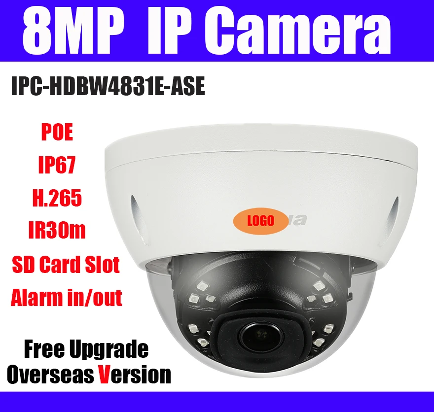 Оригинальный 8 Мп антивандальный IP cameara IPC HDBW4831E ASE IR Mini Dome SD слот для карты 30m