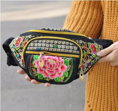 Новые женские поясные сумки с цветочной вышивкой! Популярные универсальные