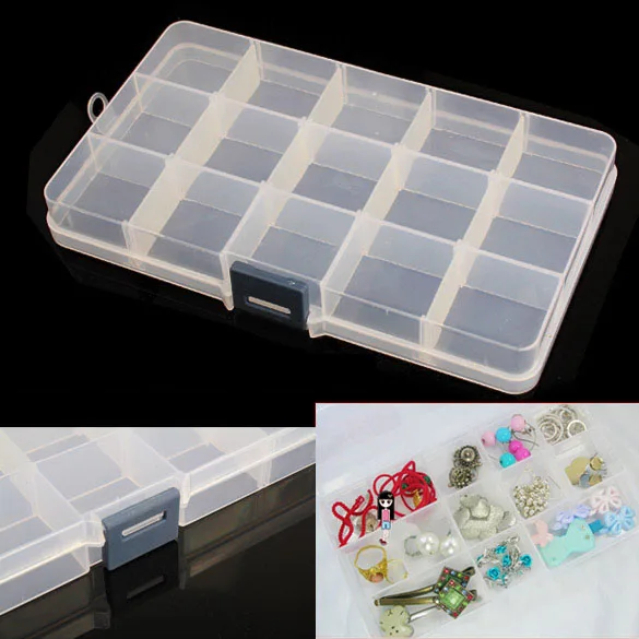15 Detachable Clear Plastic Divided Storage Box Rhinestone Nail Art Tips | Дом и сад