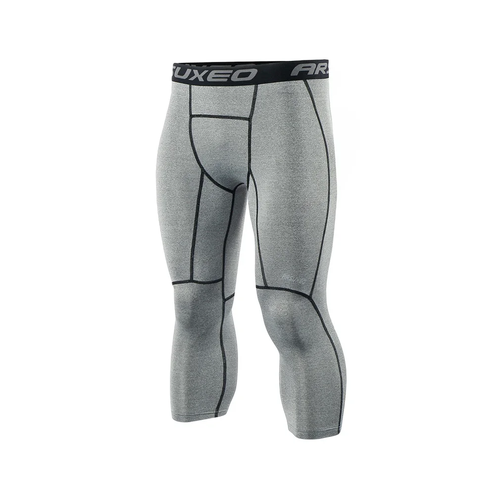 K75 gray ARSUXEO, мужские спортивные компрессионные колготки, базовый слой, колготки для бега, 3/4, штаны для бега, спортзала, фитнеса, активных тренировок, упражнений, брюки K75 - Цвет: K75 gray