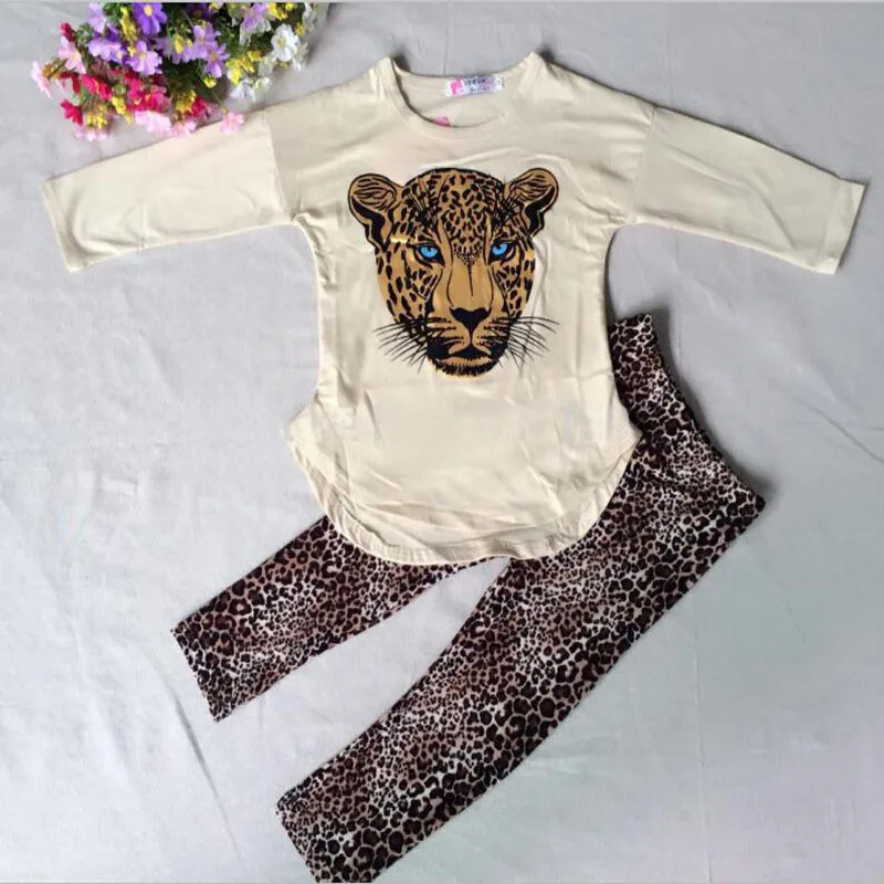 

Christmas Pajamas Autumn Leopard Print Girl Set Toddler Outfits Two Piece Sport Suits For Girls Sleepwear Kids Pajamas 2018 10Y