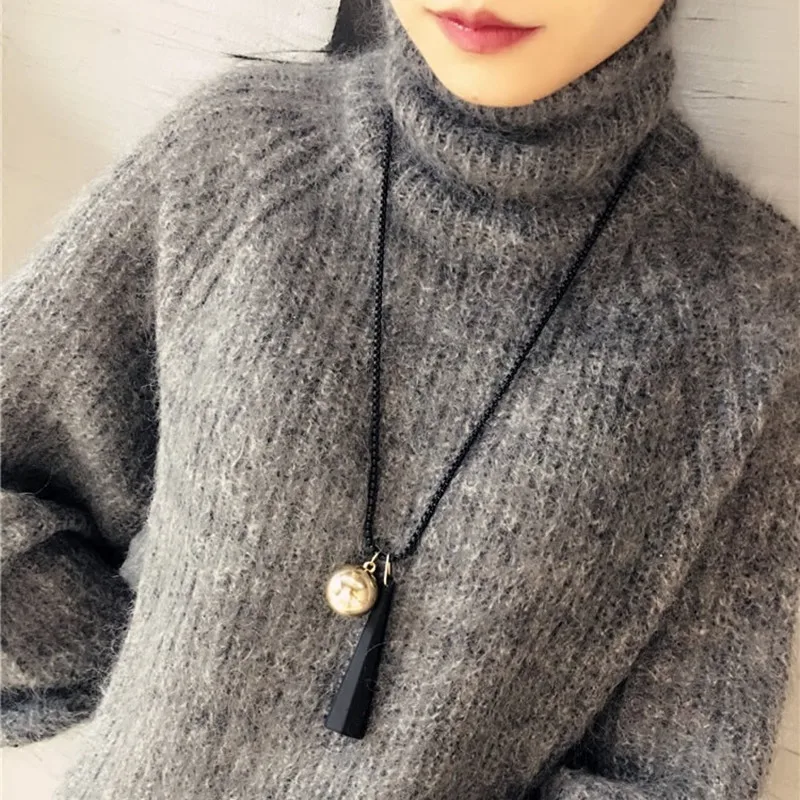 Длинное ожерелье для свитера N131 ожерелья с деревянными подвесками в форме шара