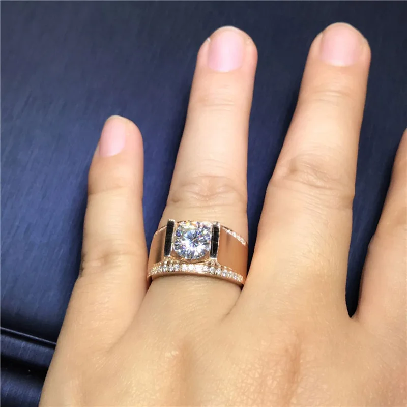 9 k золото Moissanite алмаз мужское кольцо D Цвет VVS с национальным сертификатом MO-0024