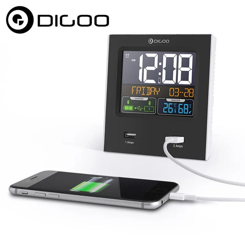 

Digoo DG-C3X Time Calendar 12hr/24hr Format Switchable Temperature Humidity Display Alarms Snooze Function Backlight Alarm Clock