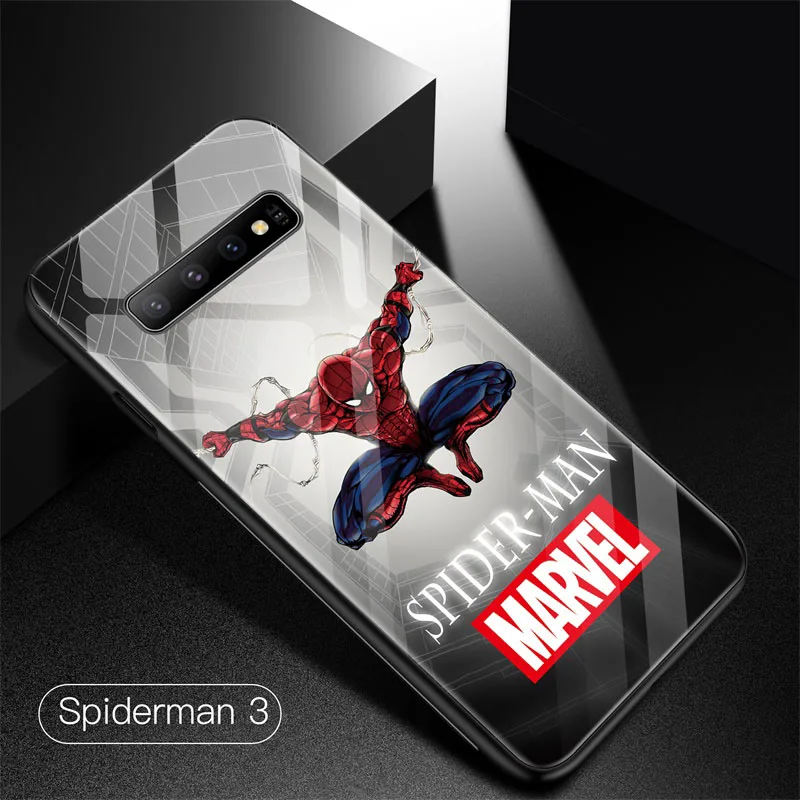 Spiderman 1 Чехол из закаленного стекла Marvel с человеком-пауком для samsung Galaxy S10 e 5G S8 S9 Plus Note 8 9 10 Pro, чехол для телефона с изображением Мстителей - Цвет: Spiderman 1