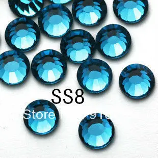 Бесплатная доставка 1440 шт./лот ss8 отверстия синий цвет плоские стразы без горячей
