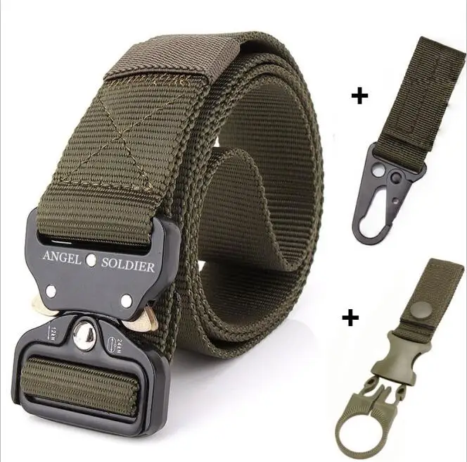 belt with 2 clip 125-135 см Тактический солдатский ремень армейский нейлон военные ремни Molle автоматическая металлическая пряжка SWAT Combat Охотничий пояс gear - Цвет: belt with 2 clip