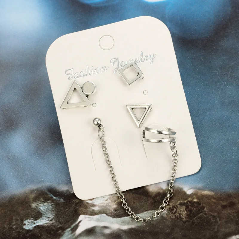 Серьги подвески серебряного цвета 4 шт.|Серьги-клипсы| |